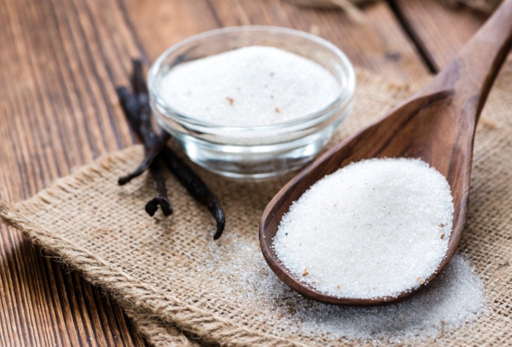 Sugar and Vanilla beans infused to make vanilla sugar