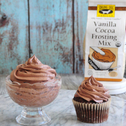Double Chocolate Cupcakes Made With Organic Vanilla Cocoa Frosting From Singing Dog Vanilla