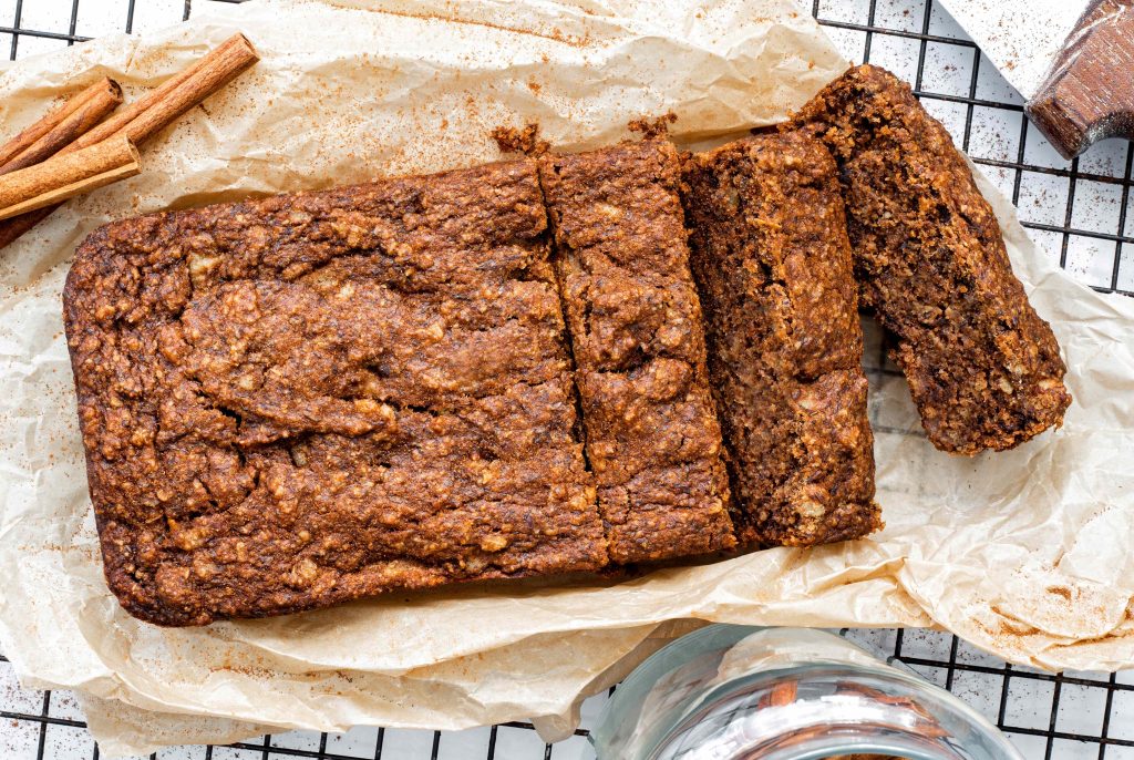 Healthy Banana Bread made with Singing Dog Vanilla