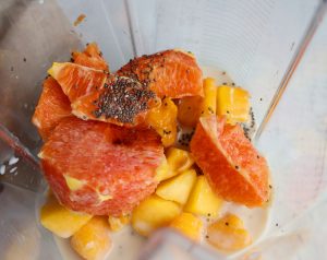 Orange Creamsicle ingredients in a blender