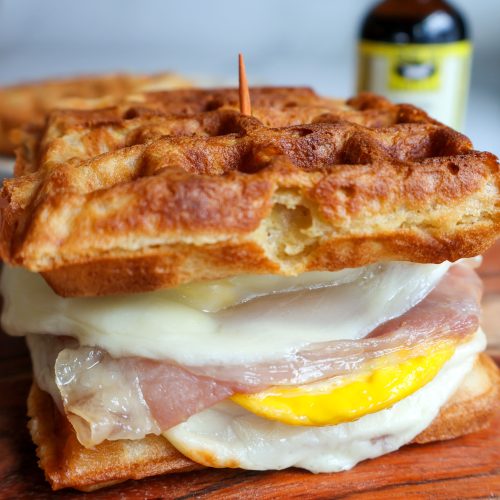 Breakfast Sandwich made with Vanilla Waffles using Singing Dog Vanilla