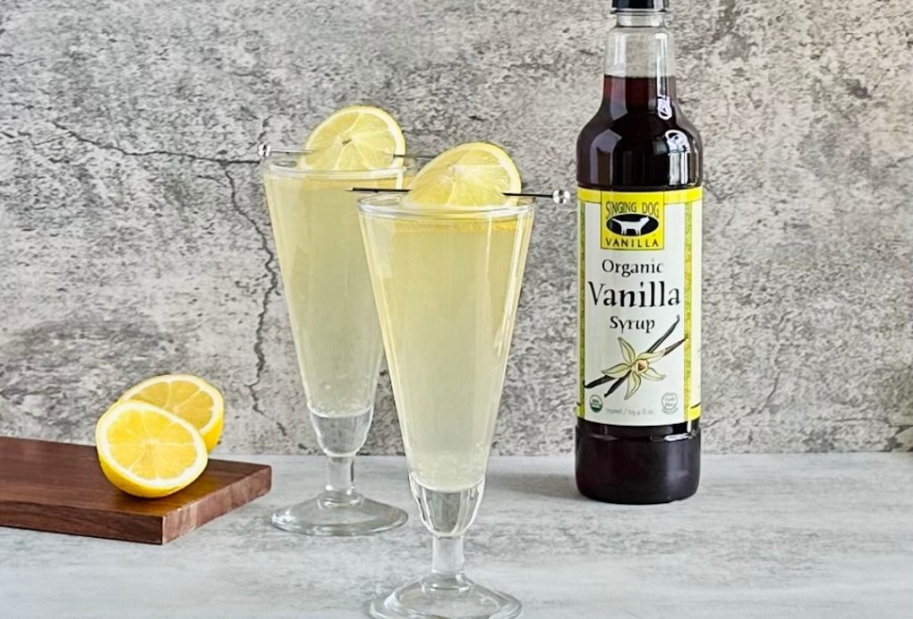 Vanilla French 75 made with quality ingredients like Organic vanilla syrup from Singing Dog Vanilla