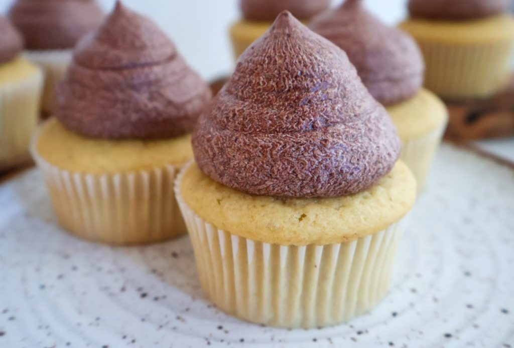 Yellow Cupcakes with Chocolate Frosting