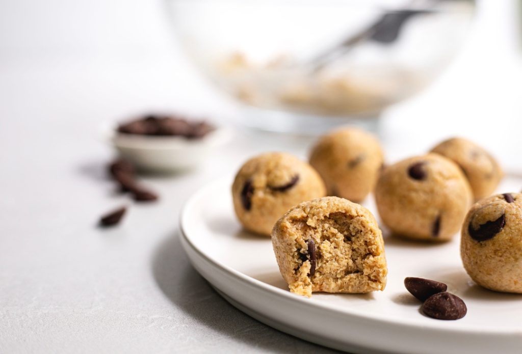 Plant-Based Edible Cookie Dough Bites on a plate