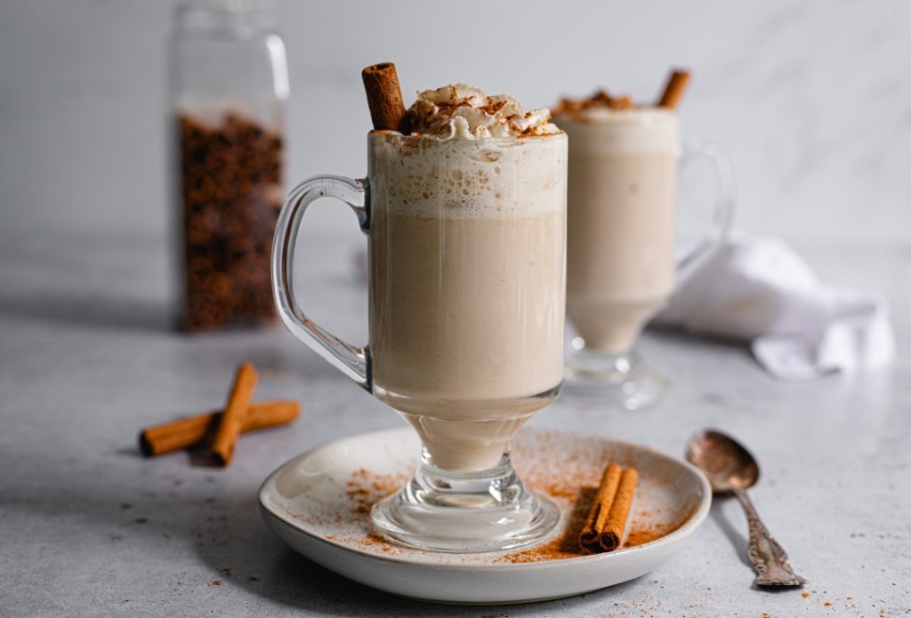 Homemade Vanilla Steamer with cinnamon garnish